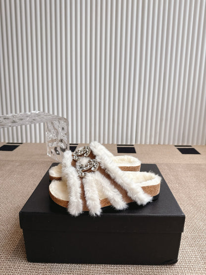 CNL Birken leather suede double buckle fashion casual flat shoes 0725090301