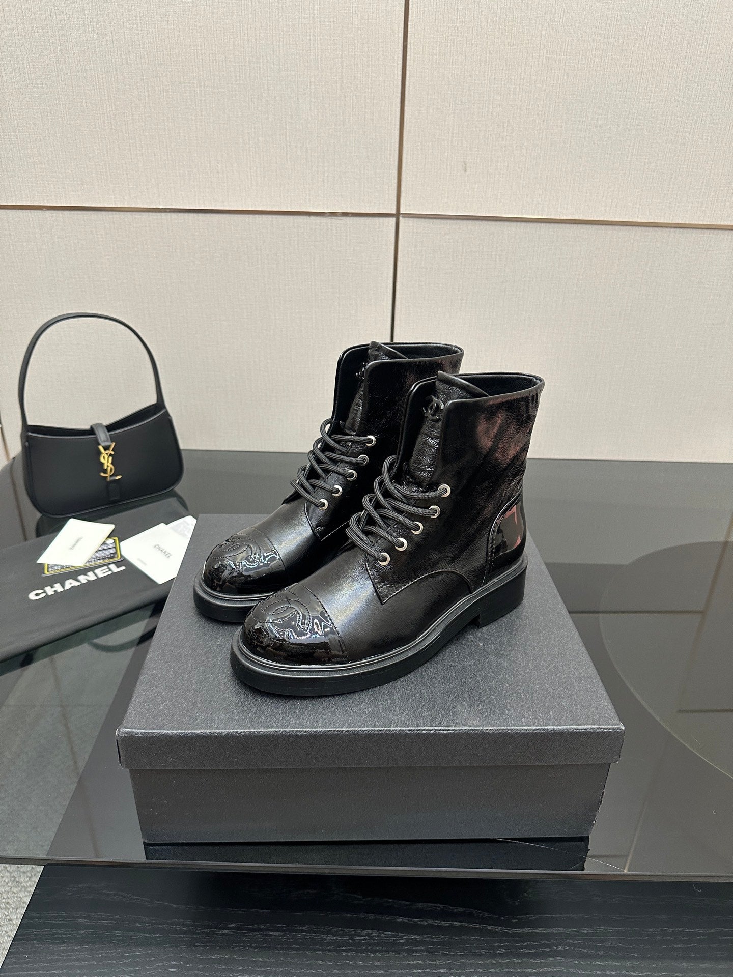 CNL25ss new fashionable color-blocked chunk-heeled ankle boots 0725090808