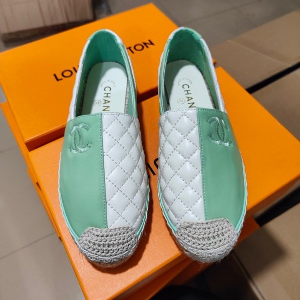 Fashion new leather straw woven fisherman's shoes PD10063023