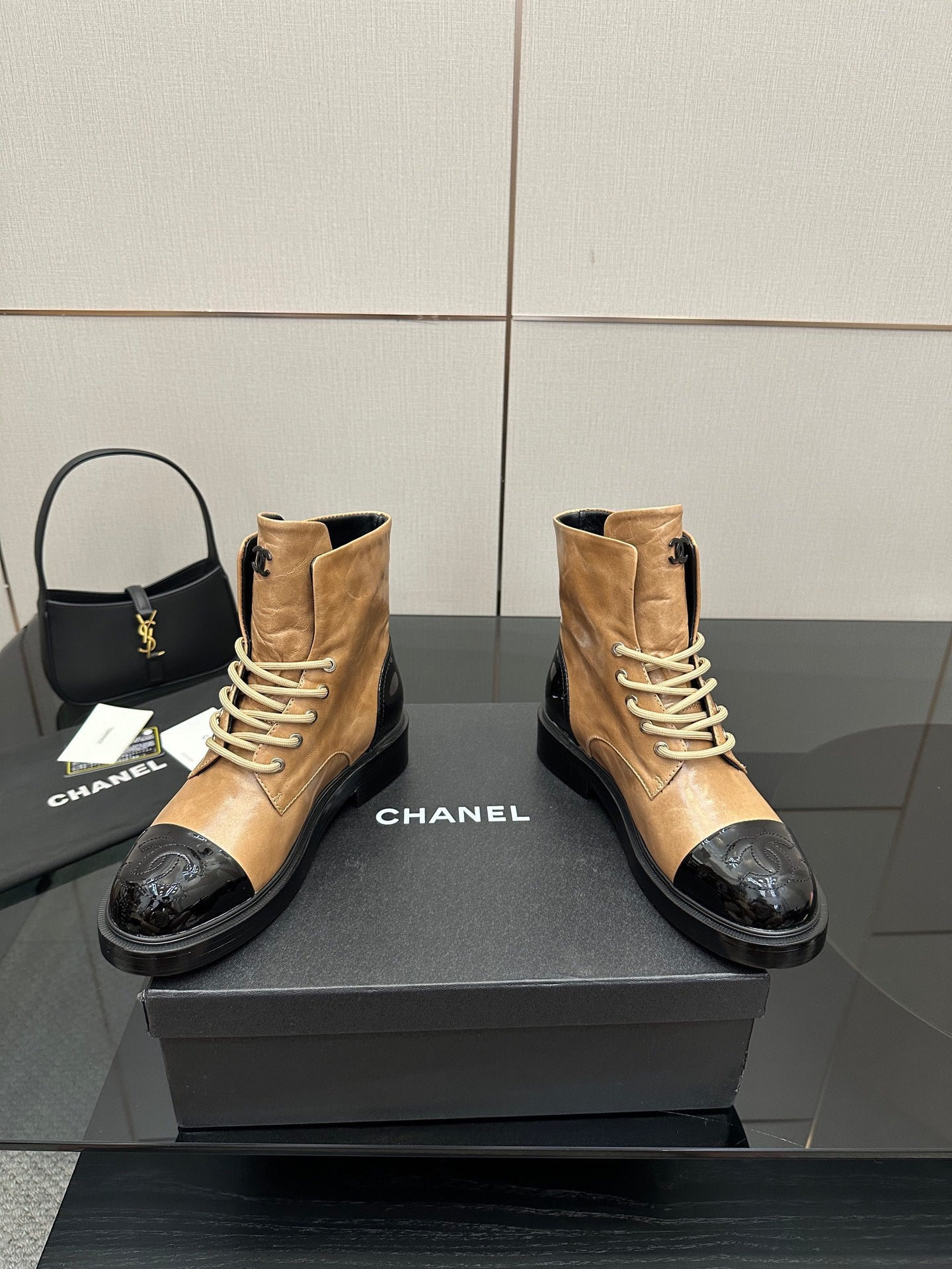 CNL25ss new fashionable color-blocked chunk-heeled ankle boots 0725090808