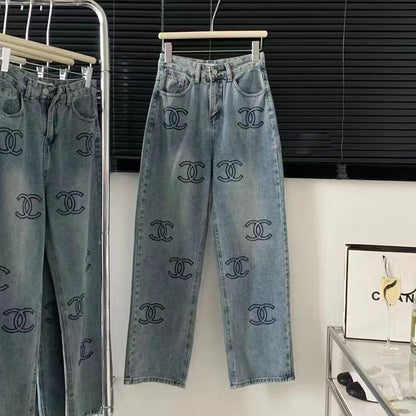 Fashion casual denim wide leg pants PD0123072122