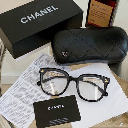 Transparent plain hollow gold label glasses XC0823101909