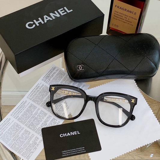 Transparent plain hollow gold label glasses XC0823101909