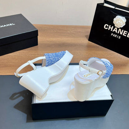 CNL thick-soled colorblock high-heeled sandals 0724042702