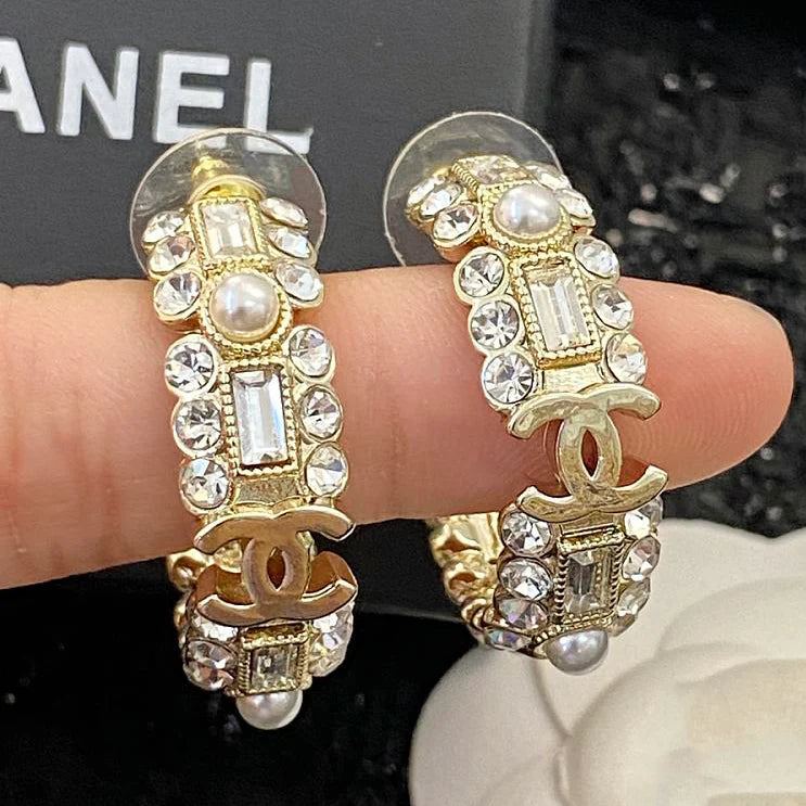 Gorgeous Diamond Double C Earrings 1025012228