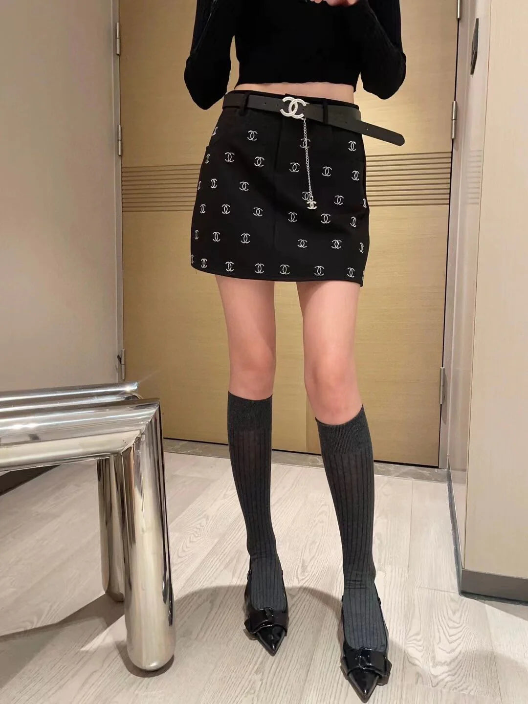 New Entry Light Luxury Spice Girl Full Hot Diamond Skirt 1024040130