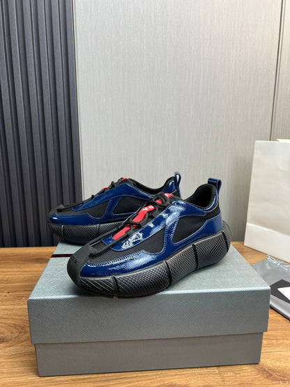 PR patent leather and mesh lace-up sneakers 0724111901