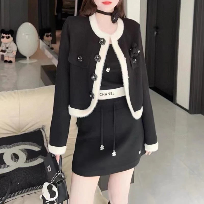 CHA Fashion Camellia Knitted Sweater Cardigan Jacket 0724012306