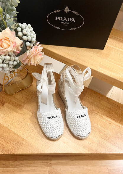 PRD Braided round toe wedge heel lace-up sandals bucket shoes 0724070902