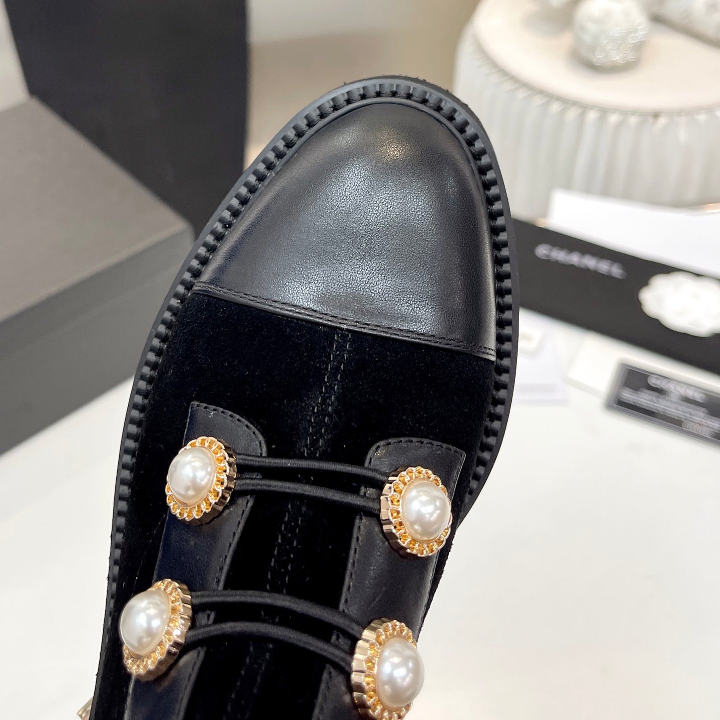 Pearl metal buckle boots XC1823100501