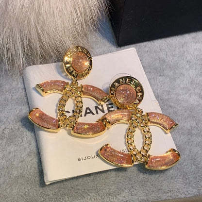 New Light Luxury Letter C Braided Patchwork Earrings 1024122701