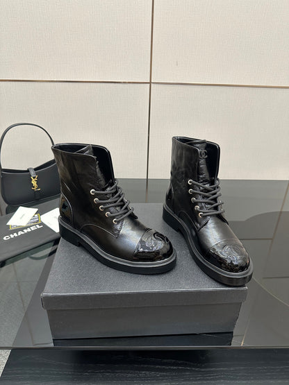 CNL25ss new fashionable color-blocked chunk-heeled ankle boots 0725090808