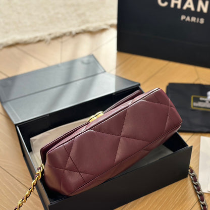 CNL Diamond check wine red chain bag 0724092501