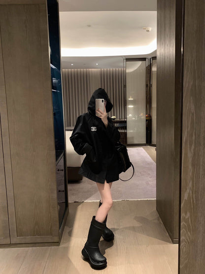 hooded silhouette trench coat XC0823092726