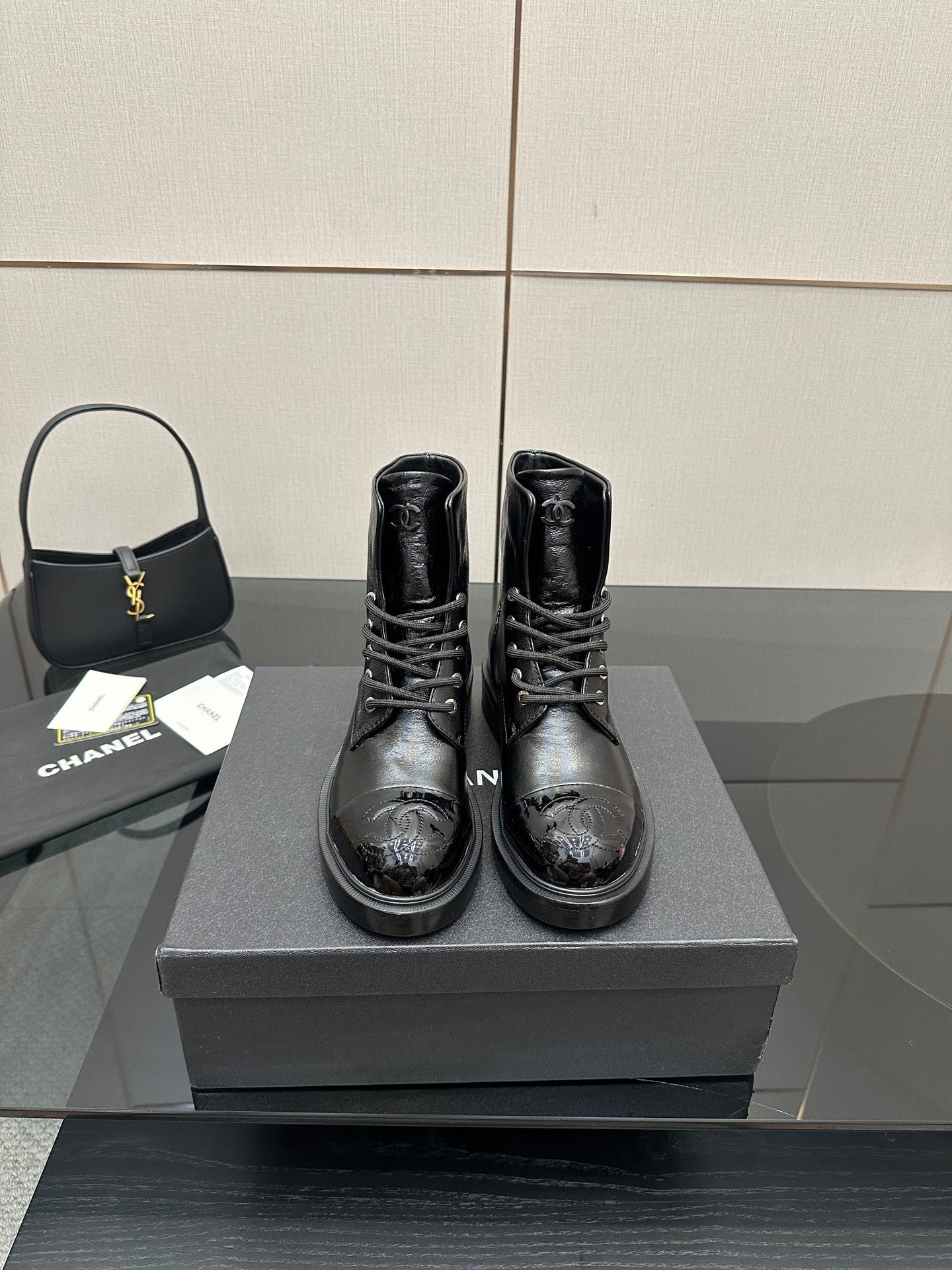 CNL25ss new fashionable color-blocked chunk-heeled ankle boots 0725090808