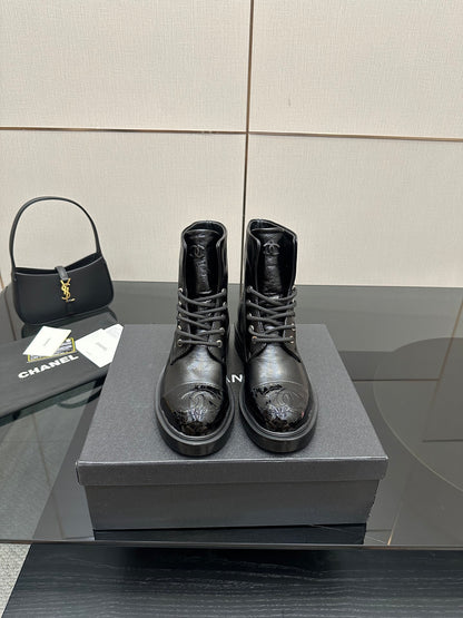 CNL25ss new fashionable color-blocked chunk-heeled ankle boots 0725090808