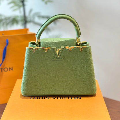 New Capucines Metallic Flower Trim Handbag 1824042604