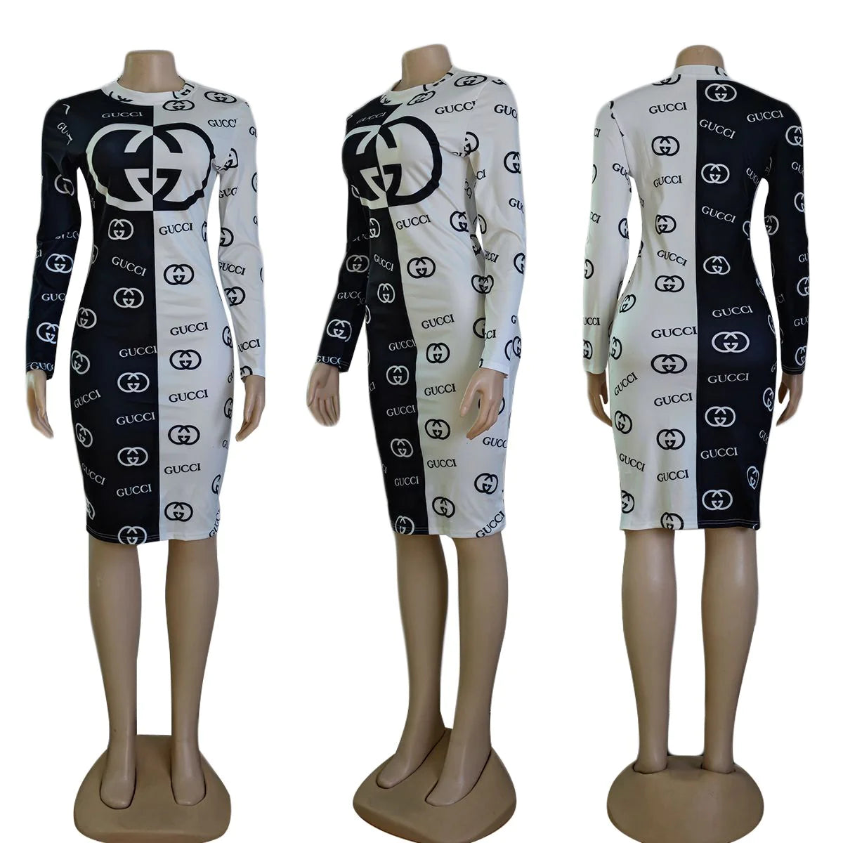 Sexy printed slim fit hip-hugging dress XC0823110101