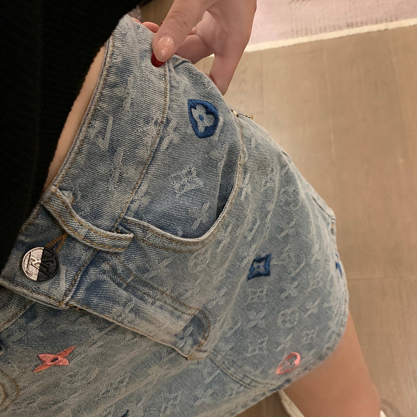 Embroidered jacquard denim skirt 1824042612