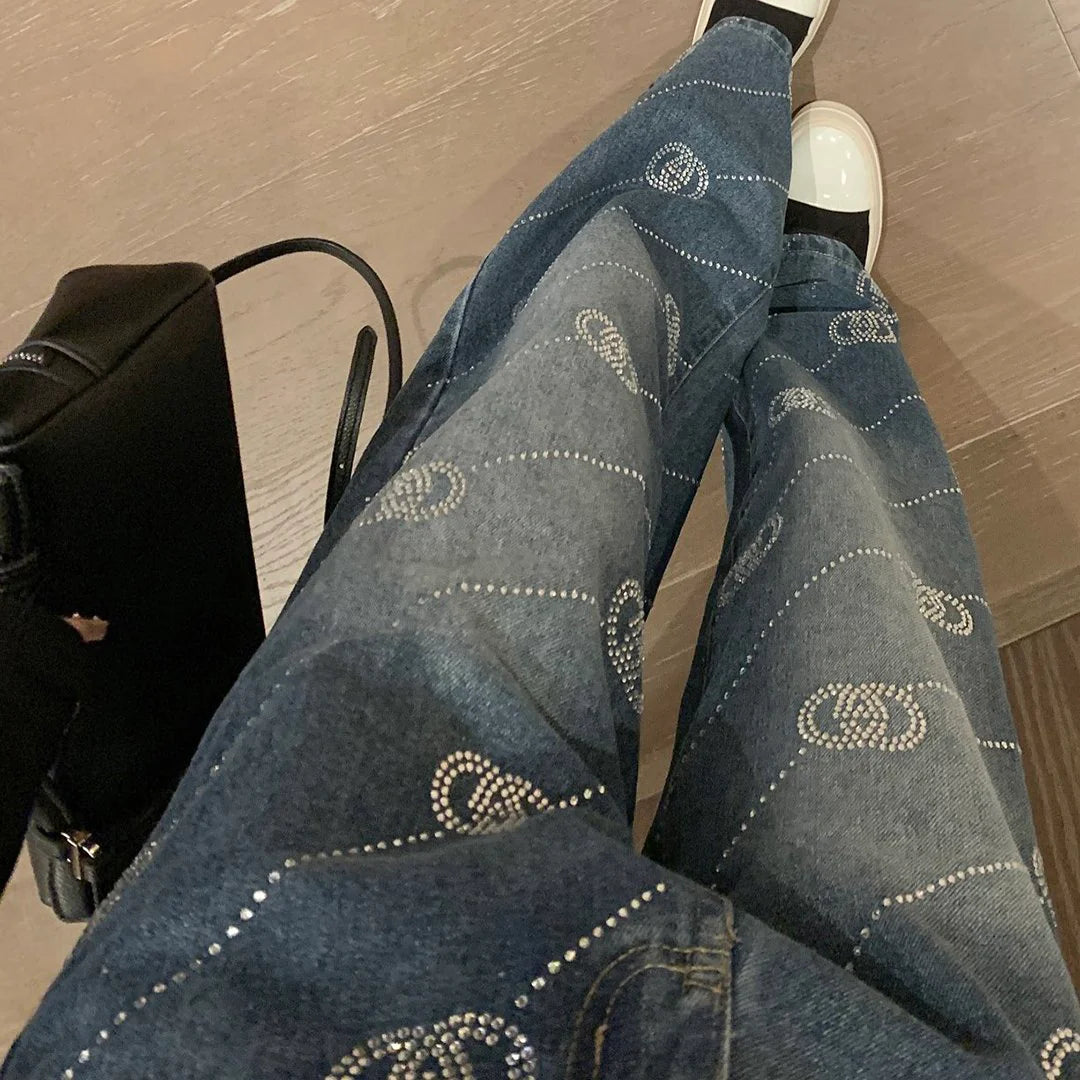 New style fashionable rhinestone straight jeans 1024022302