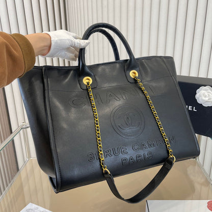 Black Simple Unique Design Beach Bag WLFBG23021725