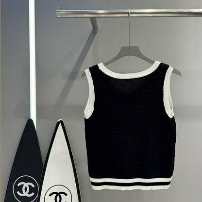 CH new twist knitted vest with contrasting colors fb0424091108
