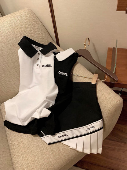 CNL suit letter embroidery contrasting color polo collar short-sleeved T-shirt 0724050903