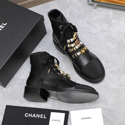 CNL24 new Martin boots decorated with double C pearl gem heavy metal buckle 0724090503