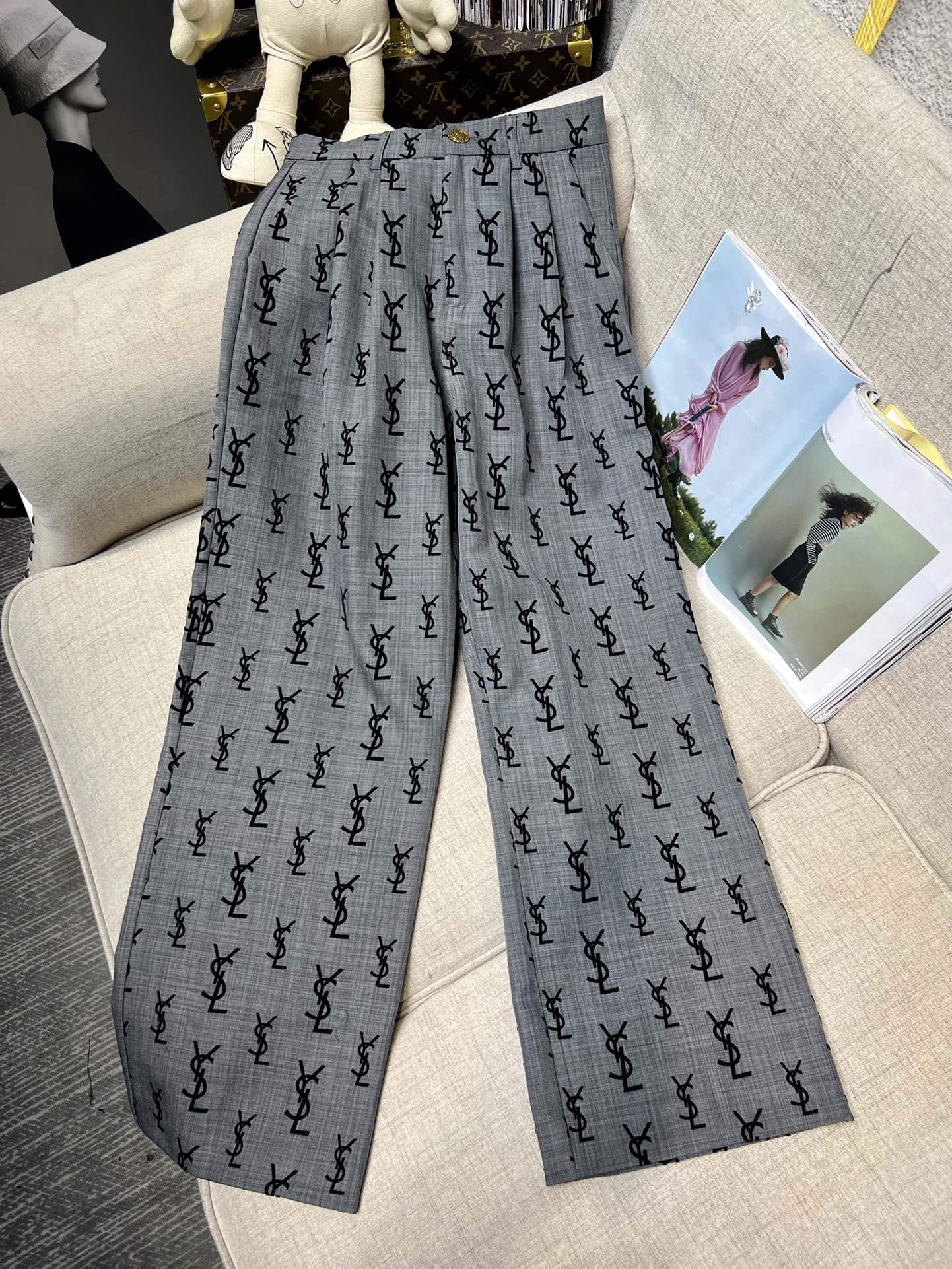 Flocked logo wide-leg trousers 1824021905