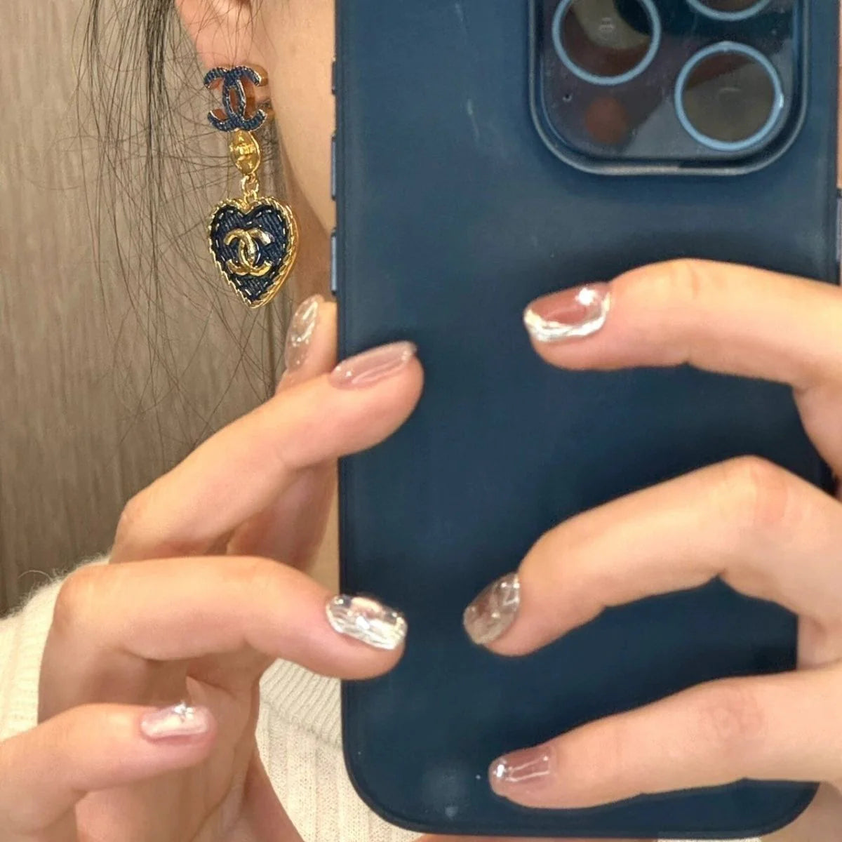 New Denim Heart Earrings Fashion Joker 1024072206