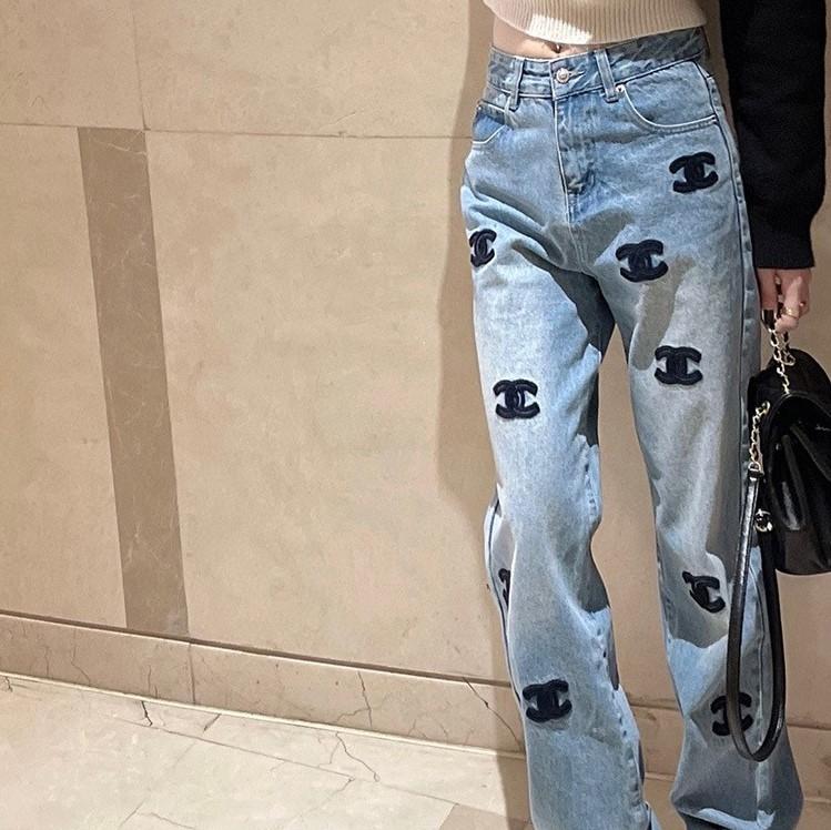 New Style Embroidered High Waist Straight Casual Jeans 1024012508