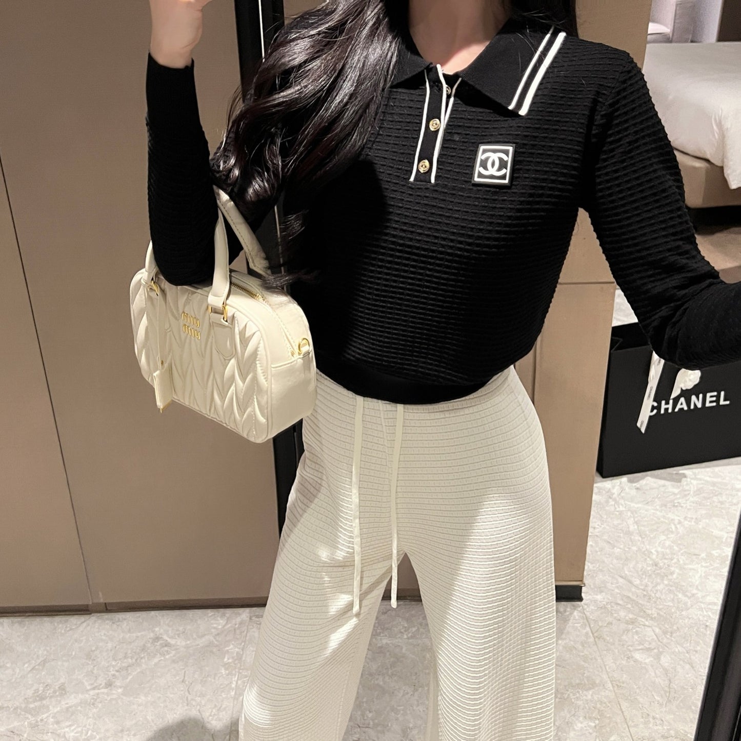 CNL Stand collar knitted long sleeve sweater 0724090303