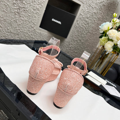Chane1 top fashion thick sole sequined sandals 0724030815