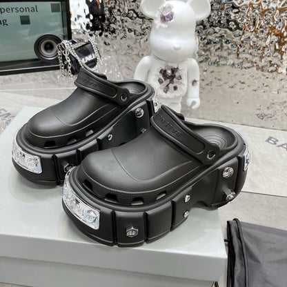 BB collaboration metal decorative thick-soled slippers 0724033101