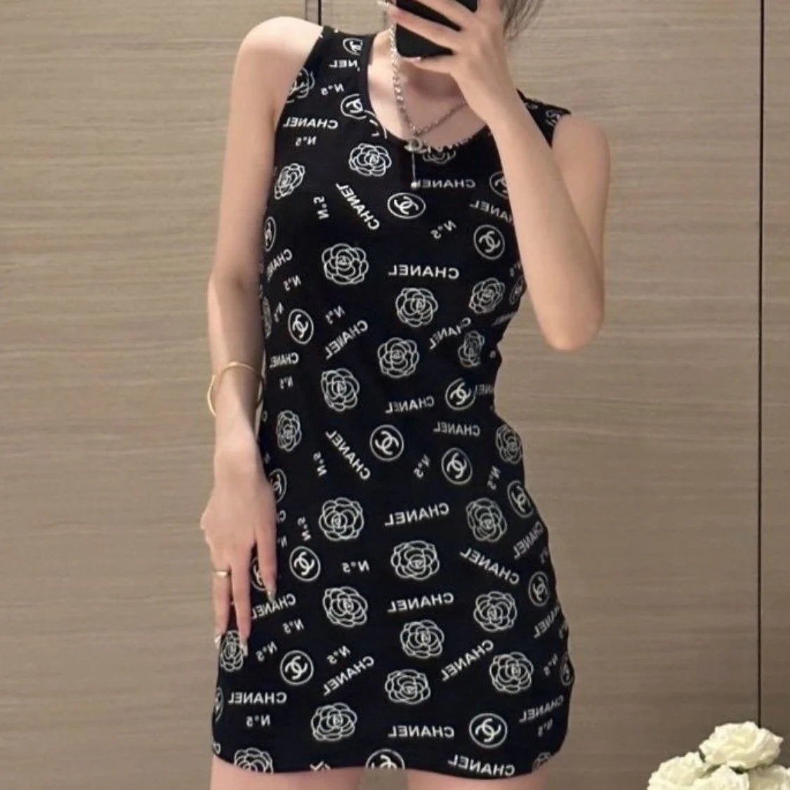 New Printed Dress Hot Girl Knitted Sexy Skirt 1024070316