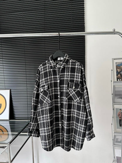 Plaid small fragrant style woven jacket thick coat XC0823092724