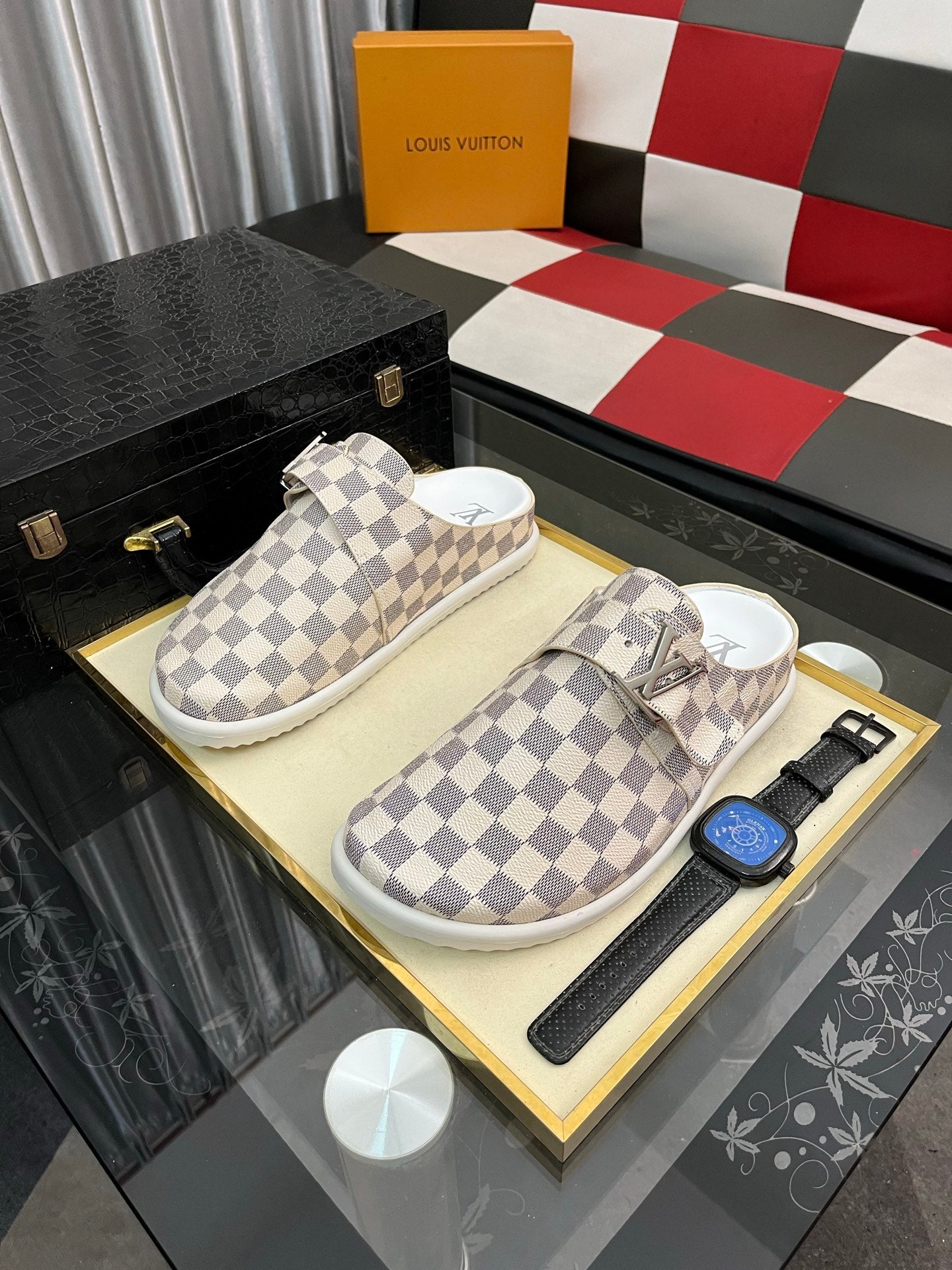 Lvv fashion casual plaid slippers 0725082903