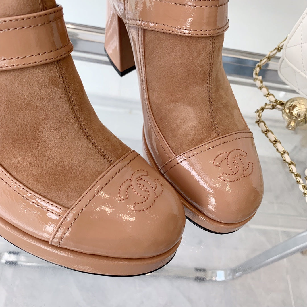 CNL Fashionable Leather and Suede Boots 0724102318