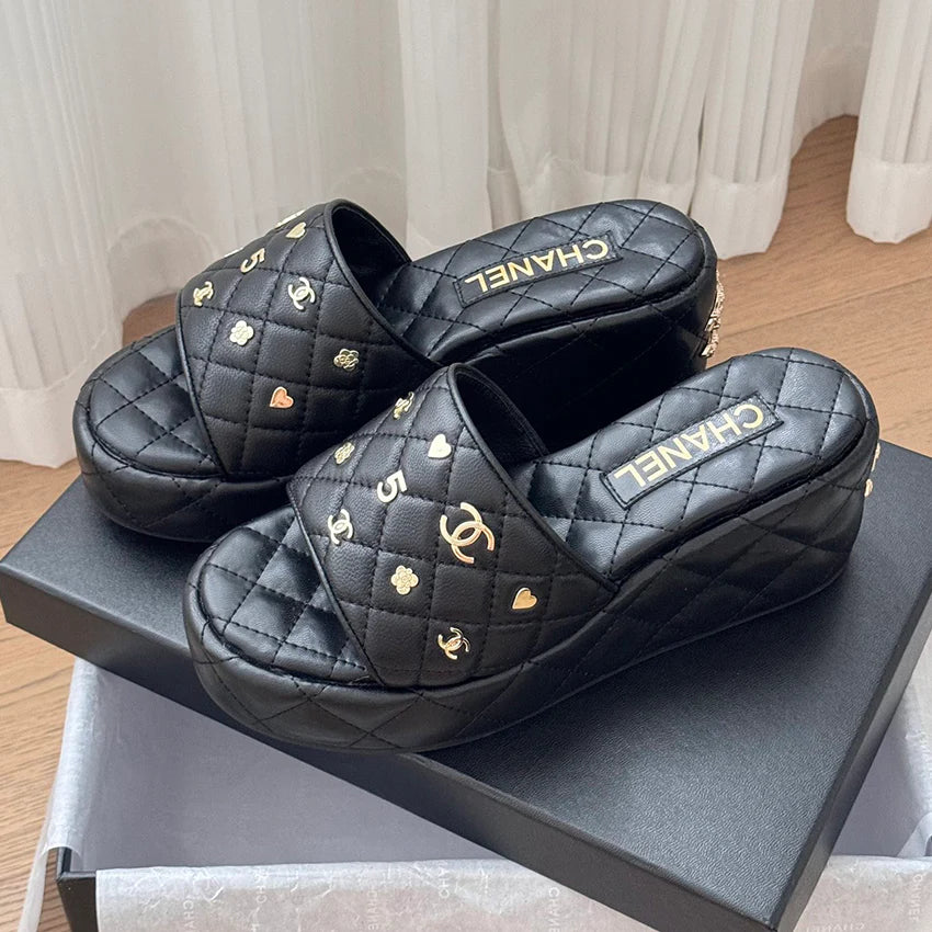 Luxury plaid versatile thick sole slope and cool mop 1024070911