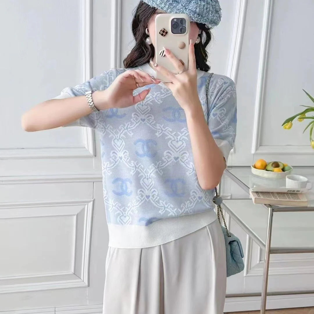 New Round Neck Sweater Short Sleeve 1024071024