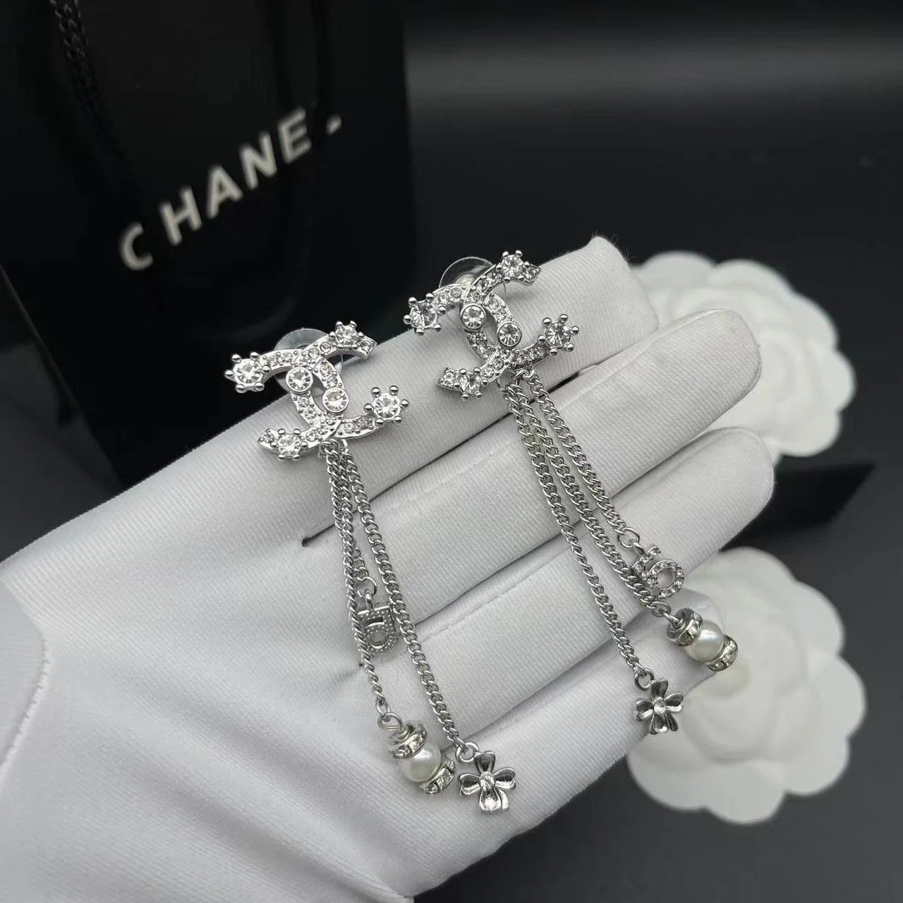 Fashionable Tassel Full Diamond Earrings 1024010313