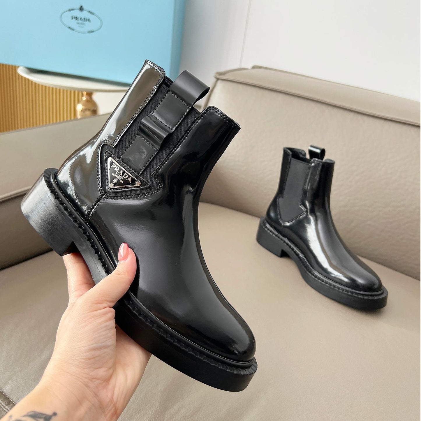 Prd new patent leather high-top boots 0725091501