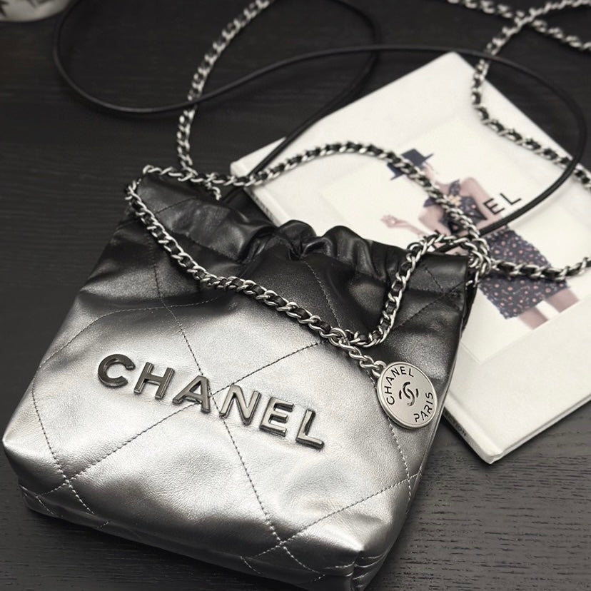 New black and silver gradient plaid bag 071