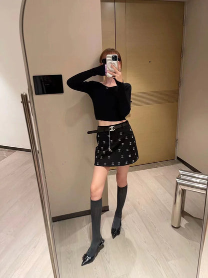 New Entry Light Luxury Spice Girl Full Hot Diamond Skirt 1024040130