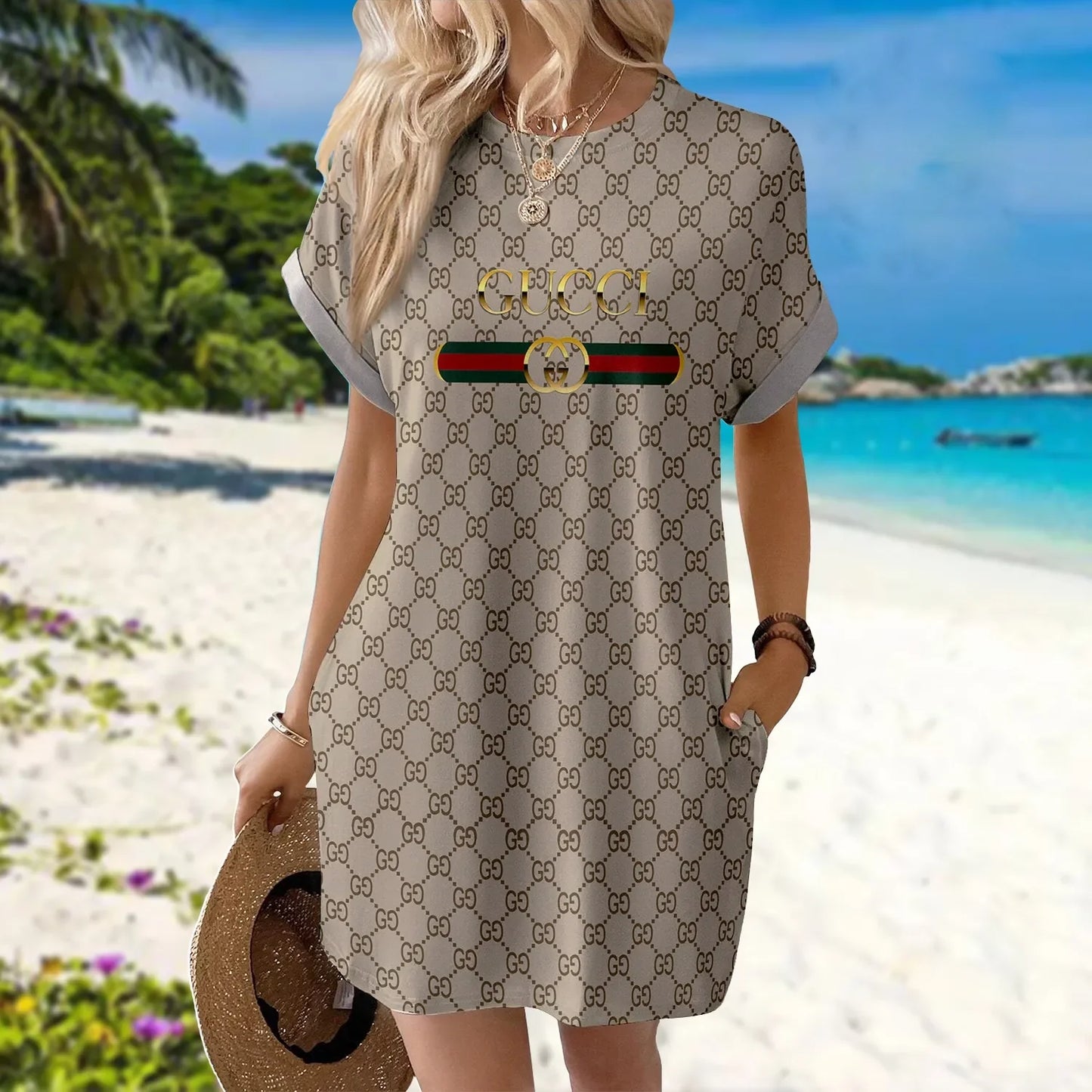 Premium Short Sleeve Pocket Dress 3D1025030417
