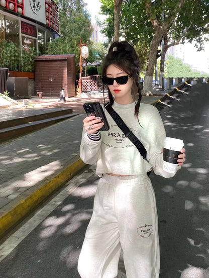 Casual Versatile Long Sleeved Set Hooded 1024022621