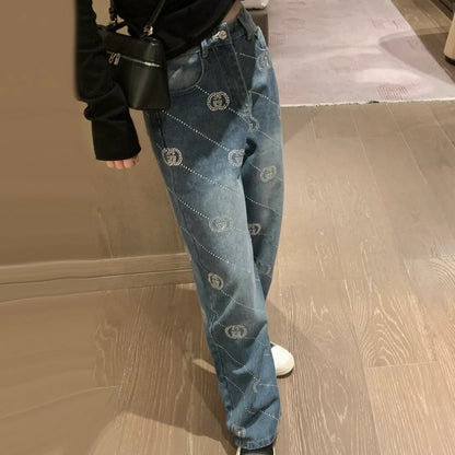 New style fashionable rhinestone straight jeans 1024022302