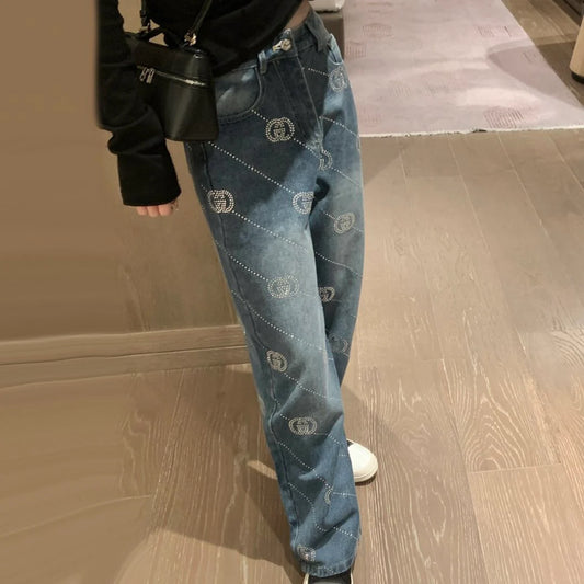New style fashionable rhinestone straight jeans 1024022302