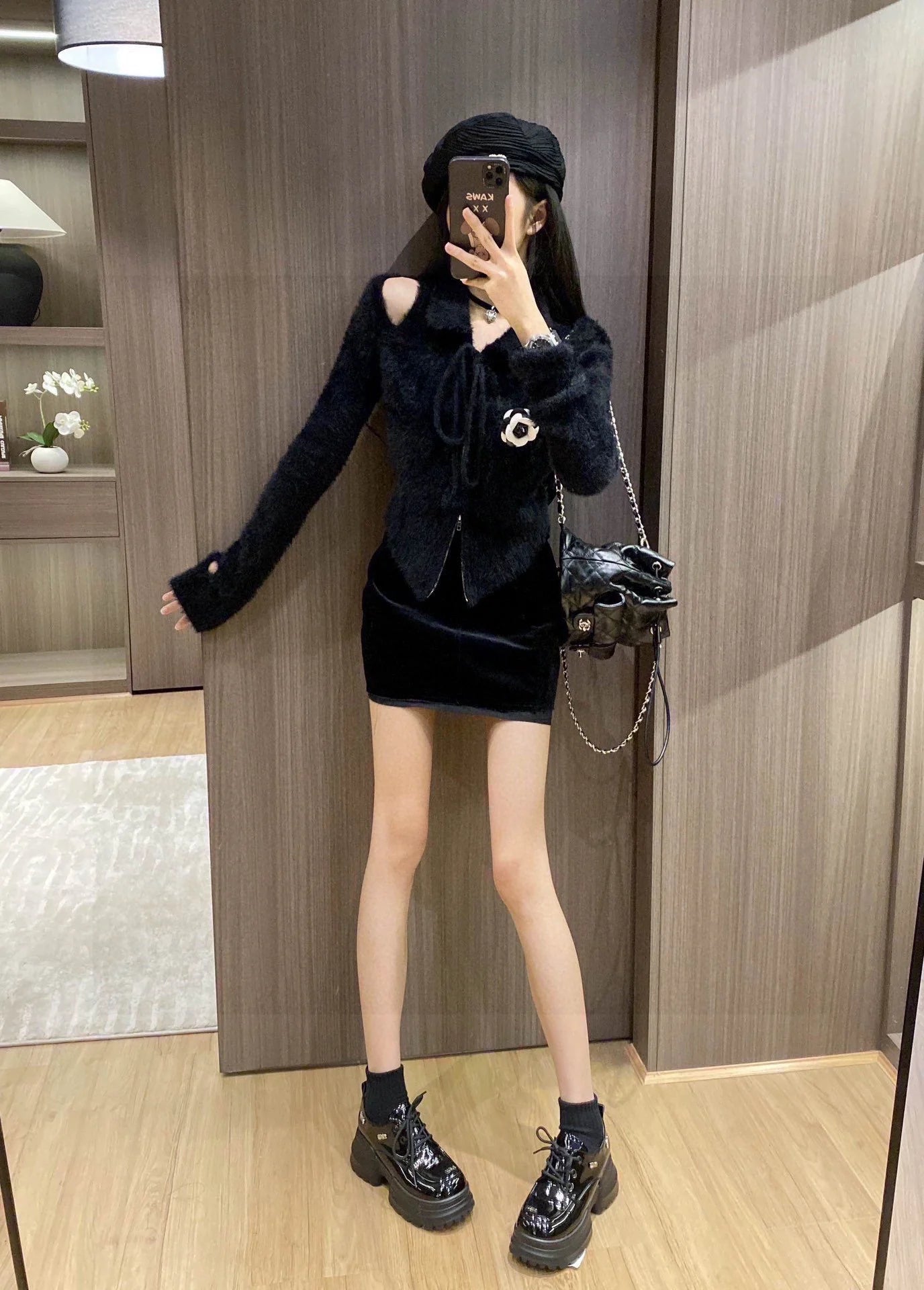 CHA Camellia Mink Fur Ball Strap Sweater 0724012303