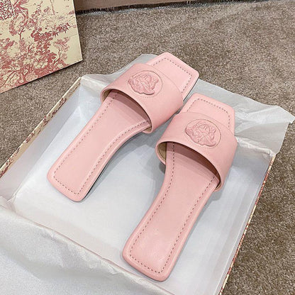 New Sandals Fashion Square Toe Beach One-word Sandals 1024040206